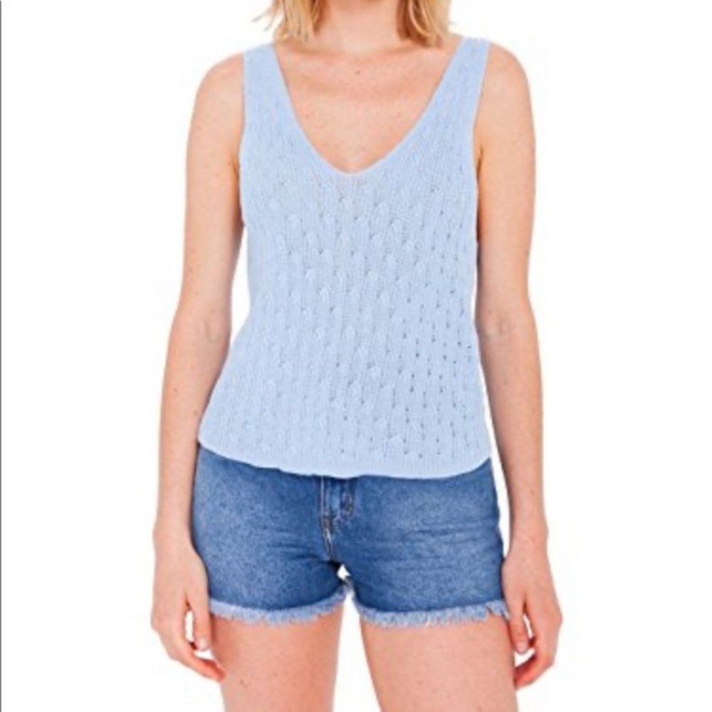 American Apparel Cable Knit Breezy Blue Tank Top